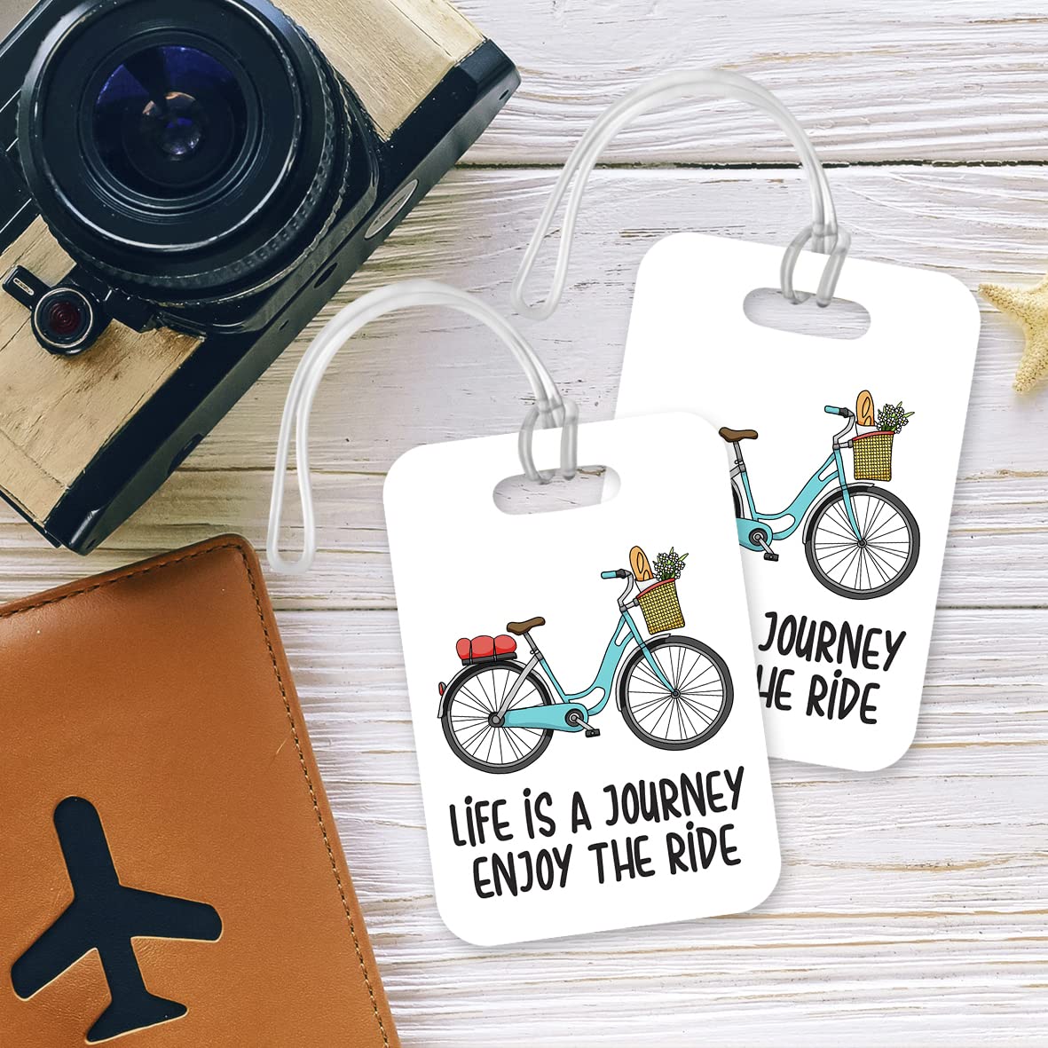 LT106 Life is A Journey Enjoy The Ride Novelty Funny Unique Designer Gift Glossy Plastic Suitcase Luggage Tag