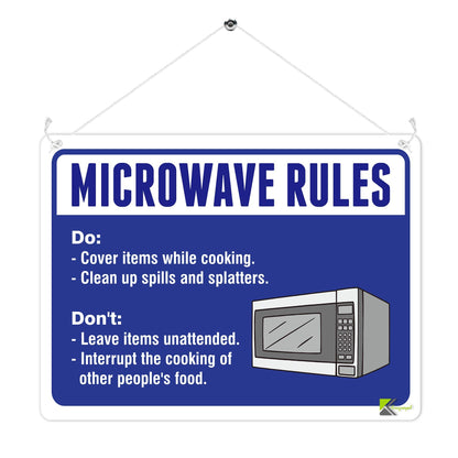 Kruzroyal MP390 MICROWAVE RULES,Do's & Don't Funny Novelty Retro Vintage Metal Wall Sign Plaque 20cm x 15cm