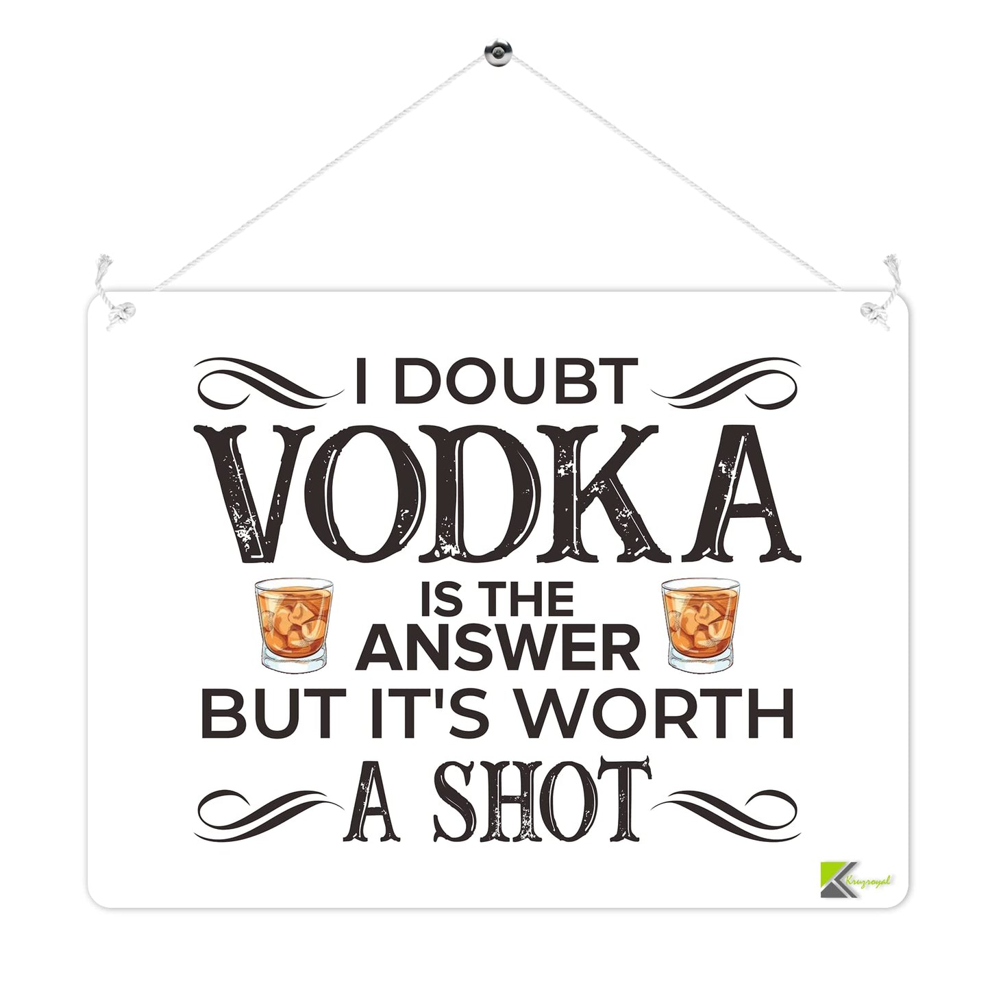 MP237 I doubt vodka is the answer but it's worth a shot Funny Novelty Retro Vintage Metal Wall Sign Plaque 20cm x 15cm