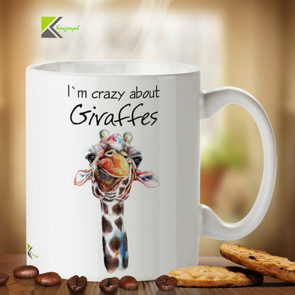 Kruzroyal DZ354 I'm Crazy About Giraffes Funny Novelty Great Gift Idea Coffee Tea Mug