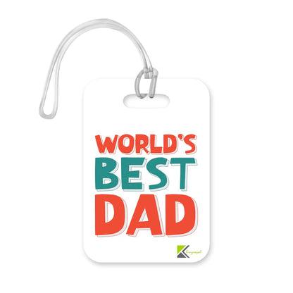LT413 World's Best DAD Novelty Funny Unique Designer Gift, Suitcase, Glossy Plastic Luggage Tag for DAD