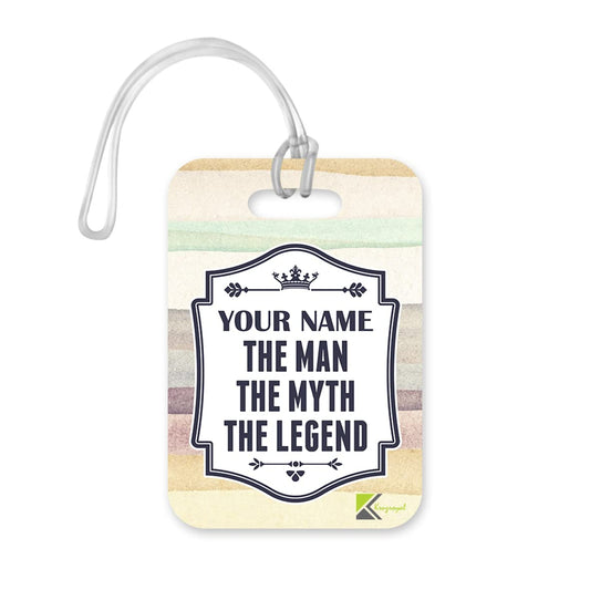 PLT240 Personalised Dad Name : The Man The Myth The Legend Novelty Funny Unique Designer Gift Glossy Plastic Suitcase Luggage Tag