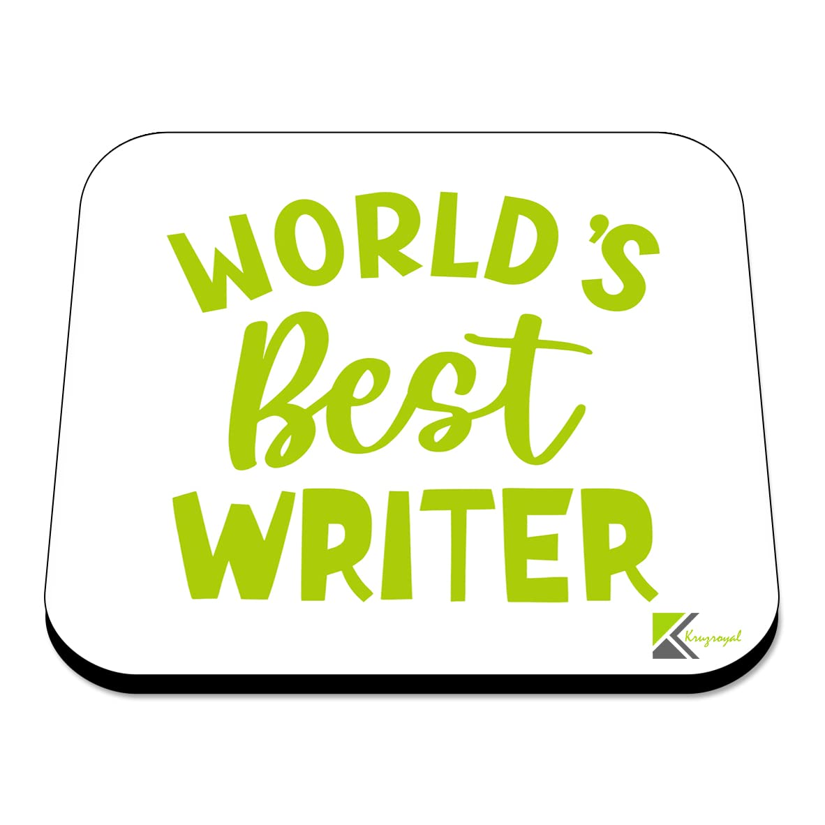 WB021 World's Best Writer MDF Wooden Coaster by Kruzroyal | Gift for Writer | Unique Novelty Present | 9cm x 9cm | Coffee Tea MDF Wooden Coaster