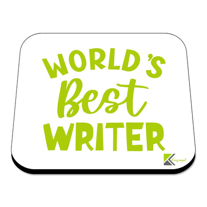 WB021 World's Best Writer MDF Wooden Coaster by Kruzroyal | Gift for Writer | Unique Novelty Present | 9cm x 9cm | Coffee Tea MDF Wooden Coaster