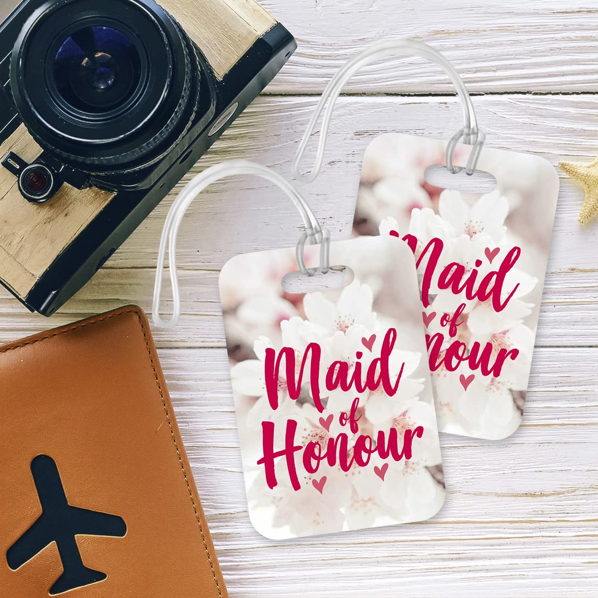 LT023 Maid of Honour Novelty Funny Unique Designer Gift Glossy Plastic Suitcase Luggage Tag