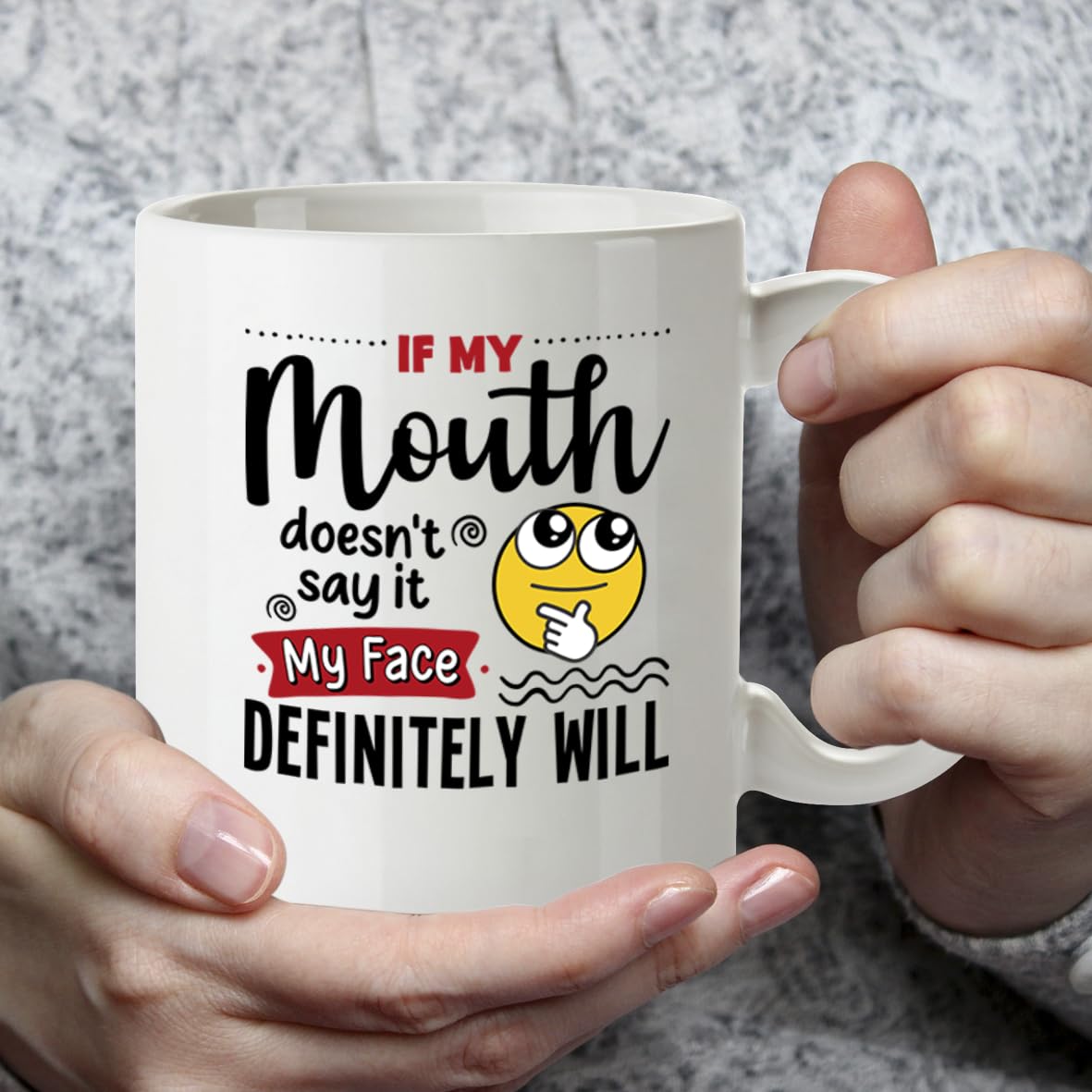 Kruzroyal Funny Sarcastic Mug | If My Mouth Doesn't Say It My Face Will | Office Gift for Women Men Colleague | Secret Santa 11oz