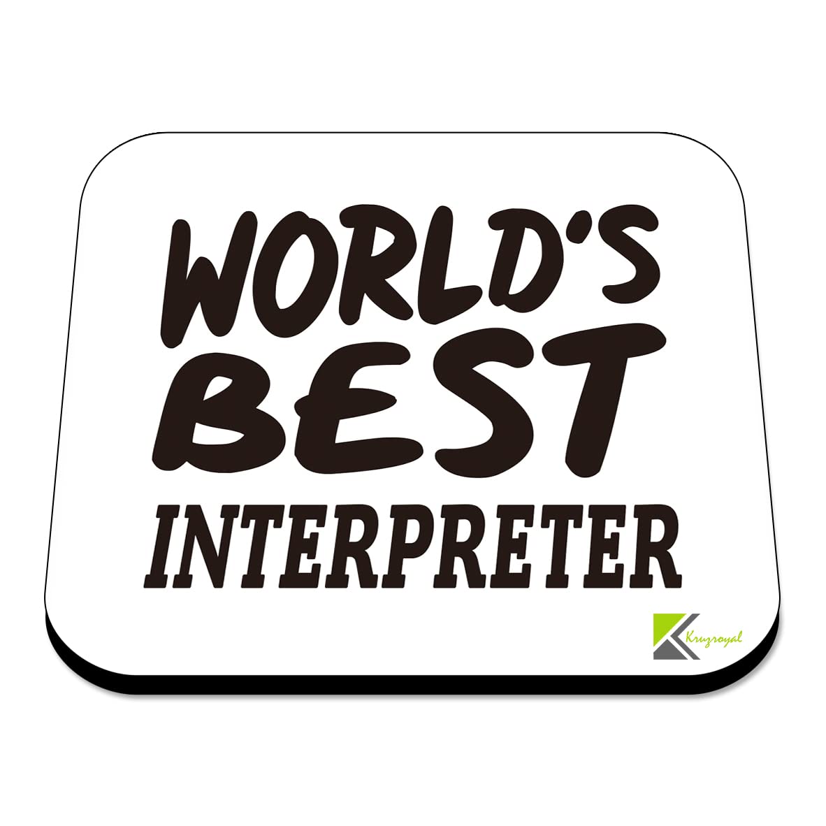 WB040 World's Best Interpreter MDF Wooden Coaster by Kruzroyal | Gift for Interpreter | Unique Novelty Present | 9cm x 9cm | Coffee Tea MDF Wooden Coaster