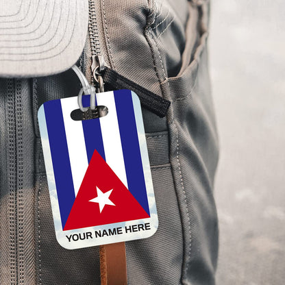 PLT265 Personalised Name with Cuba Flag Novelty Funny Unique Designer Gift Glossy Plastic Suitcase Luggage Tag