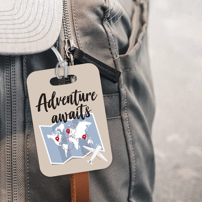 LT079 Adventure Awaits -Design 2 Novelty Funny Unique Designer Gift Glossy Plastic Suitcase Luggage Tag