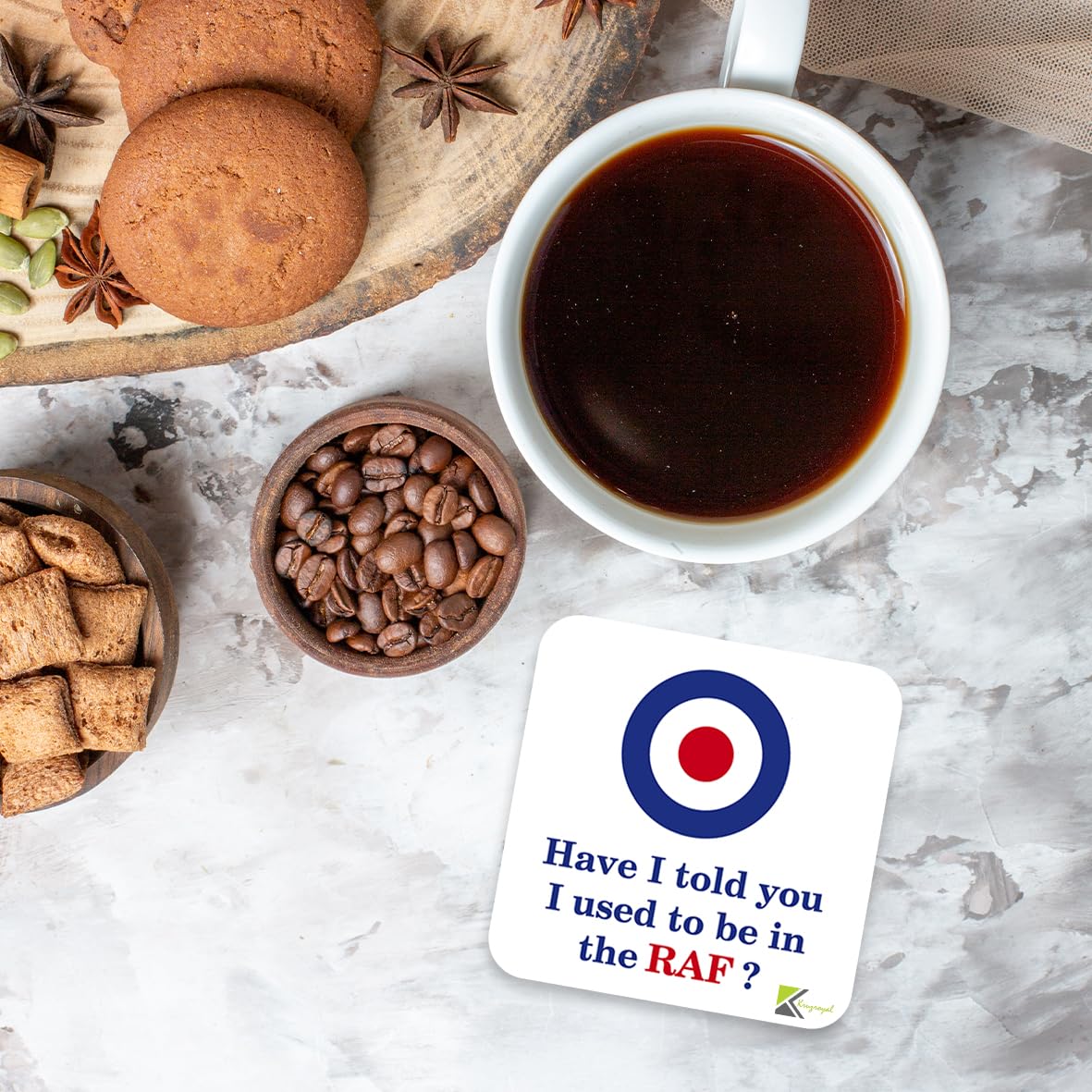 CS1049 Have i Told You i Used to be in The RAF? Novelty Funny Coffee Tea Drink Gift Glossy MDF Wooden Coaster Gift for Veteran, Dad, Grandad - Military Desk Accessory, Father's Day, Birthday Present