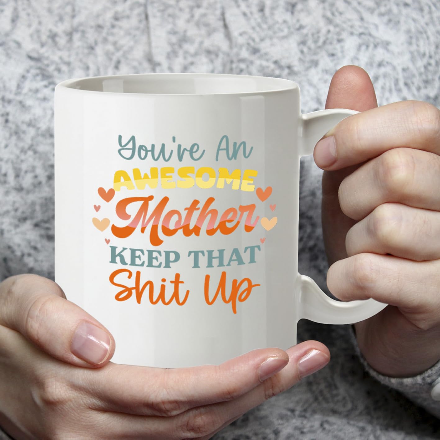 Kruzroyal Awesome Mother Funny Mug - Humorous Mum Novelty Cup Great Gift from Son Daughter for Mothers Day Birthday