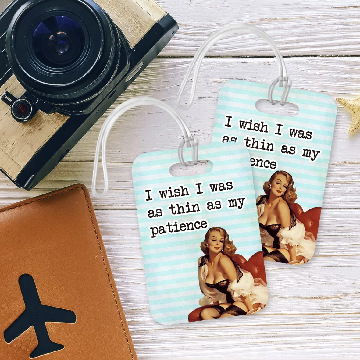 LT093 I Wish I was as Thin as My Patience Novelty Funny Unique Designer Gift Glossy Plastic Suitcase Luggage Tag