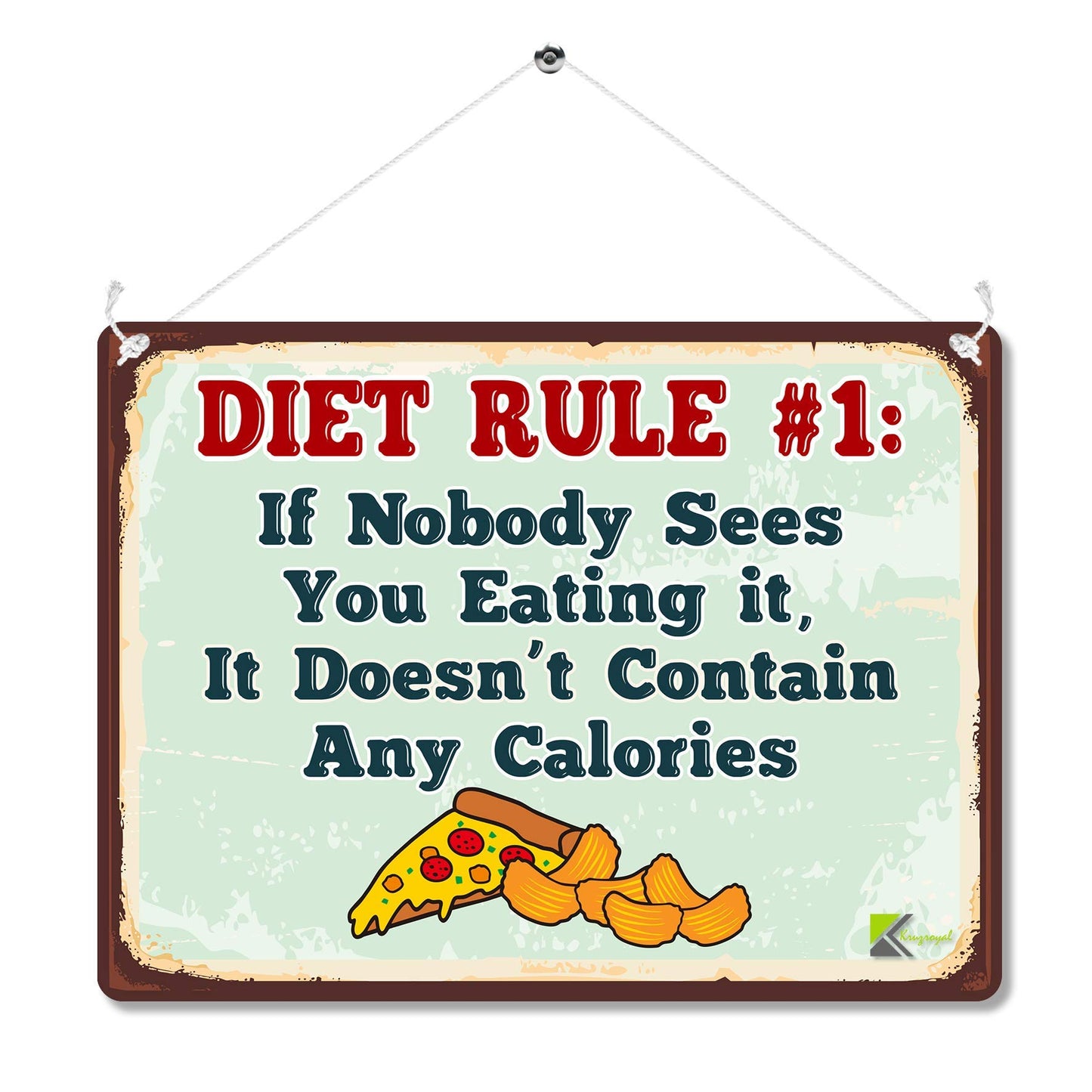 MP101 Diet Rule #1 Funny Novelty Retro Vintage Metal Wall Sign Plaque 20cm x 15cm