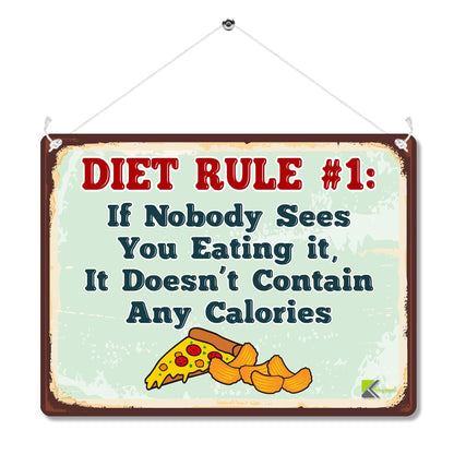 MP101 Diet Rule #1 Funny Novelty Retro Vintage Metal Wall Sign Plaque 20cm x 15cm