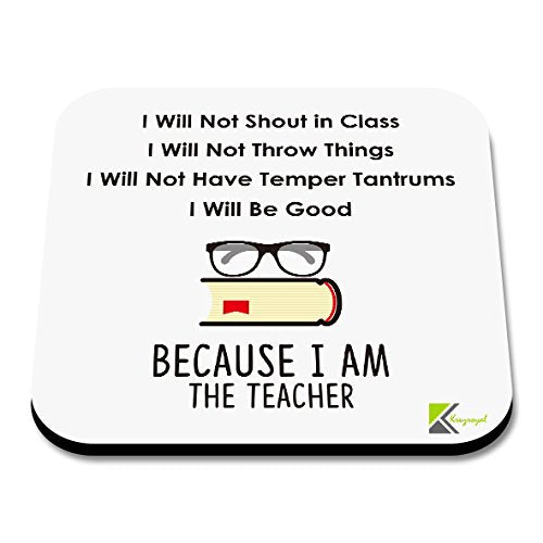 Funny Teacher Coaster "I Am The Teacher" Novelty Coffee Tea Drink Gift Glossy MDF Wooden Coaster Humorous Term End of Year | Christmas | Leaving Gift for Teachers, Teaching Assistants