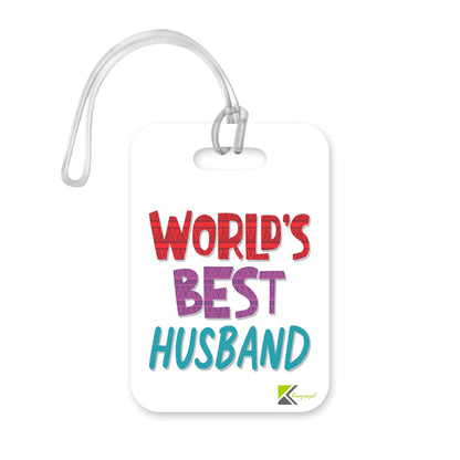 LT445 World's Best Husband Novelty Funny Unique Designer Gift, Suitcase, Glossy Plastic Luggage Tag for Husband