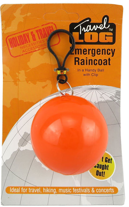 Holiday and Travel Waterproof Emercengy Hooded Rain Poncho/Raincoat in a Handy Ball with Clip