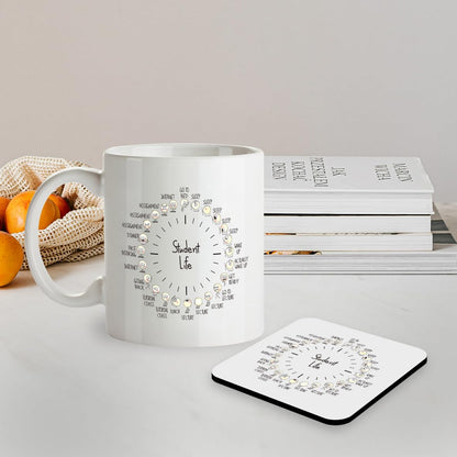 Kruzroyal SM061 Student Life Funny - 11 OZ Mug & Matching Coaster Set for uni School College Students