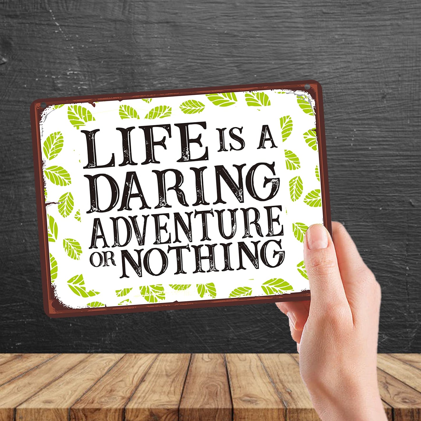 Kruzroyal MP172 Life is a daring adventure or nothing Funny Novelty Retro Vintage Metal Wall Sign Plaque 20cm x 15cm