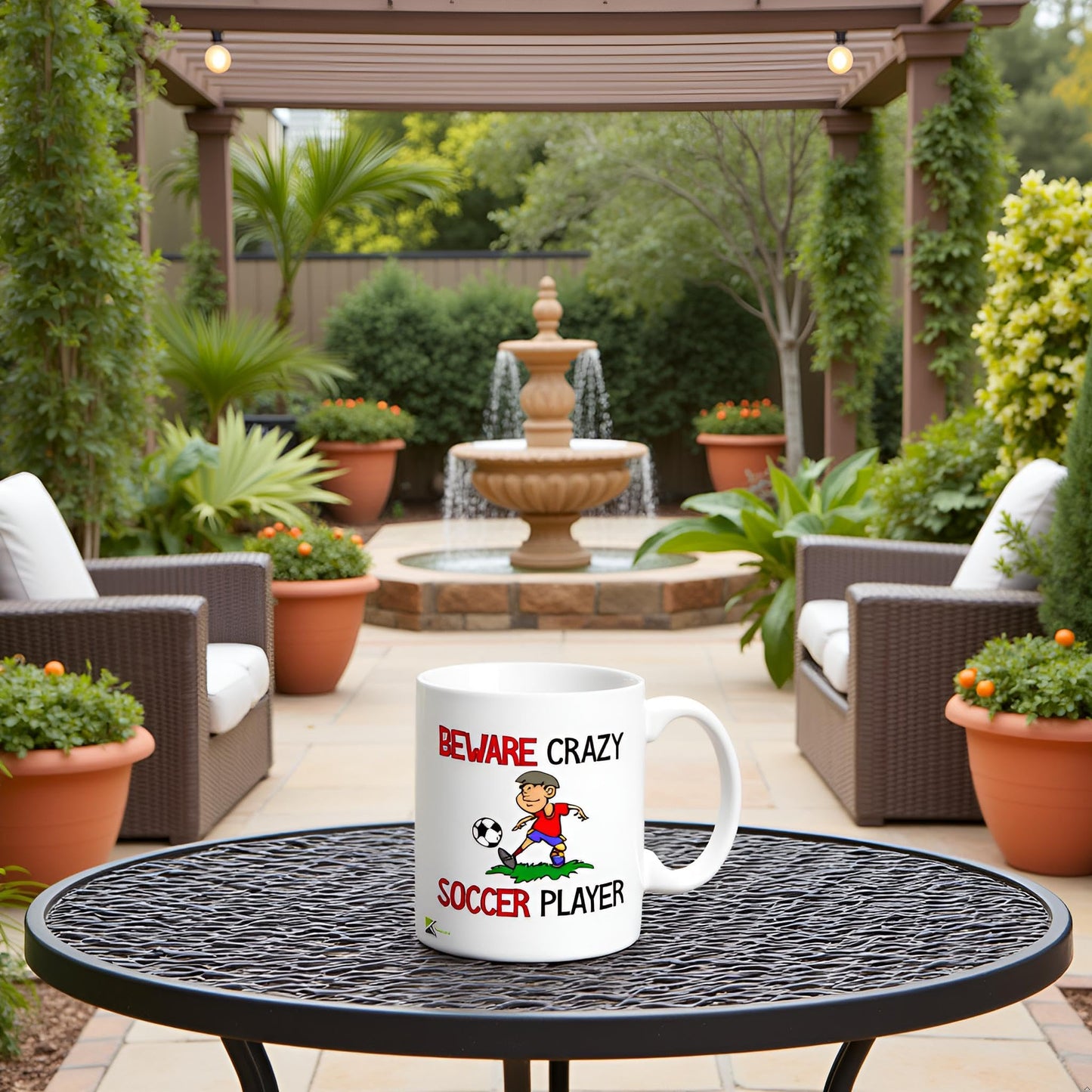 Kruzroyal "Beware Crazy Soccer Player Funny Mug - 11oz Ceramic Coffee Cup, Novelty Gift for Players, Coaches, Fans, Men, Women, Dad