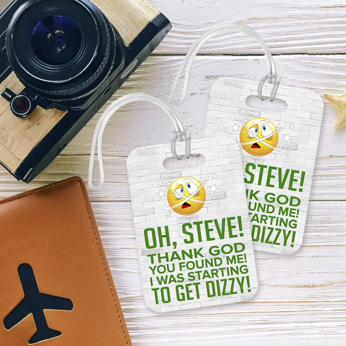 PLT293 Personalised Name, OH, "Your Name"! Thank god You Found me! i was Starting to get Dizzy! Novelty Funny Unique Designer Gift Glossy Plastic Suitcase Luggage Tag