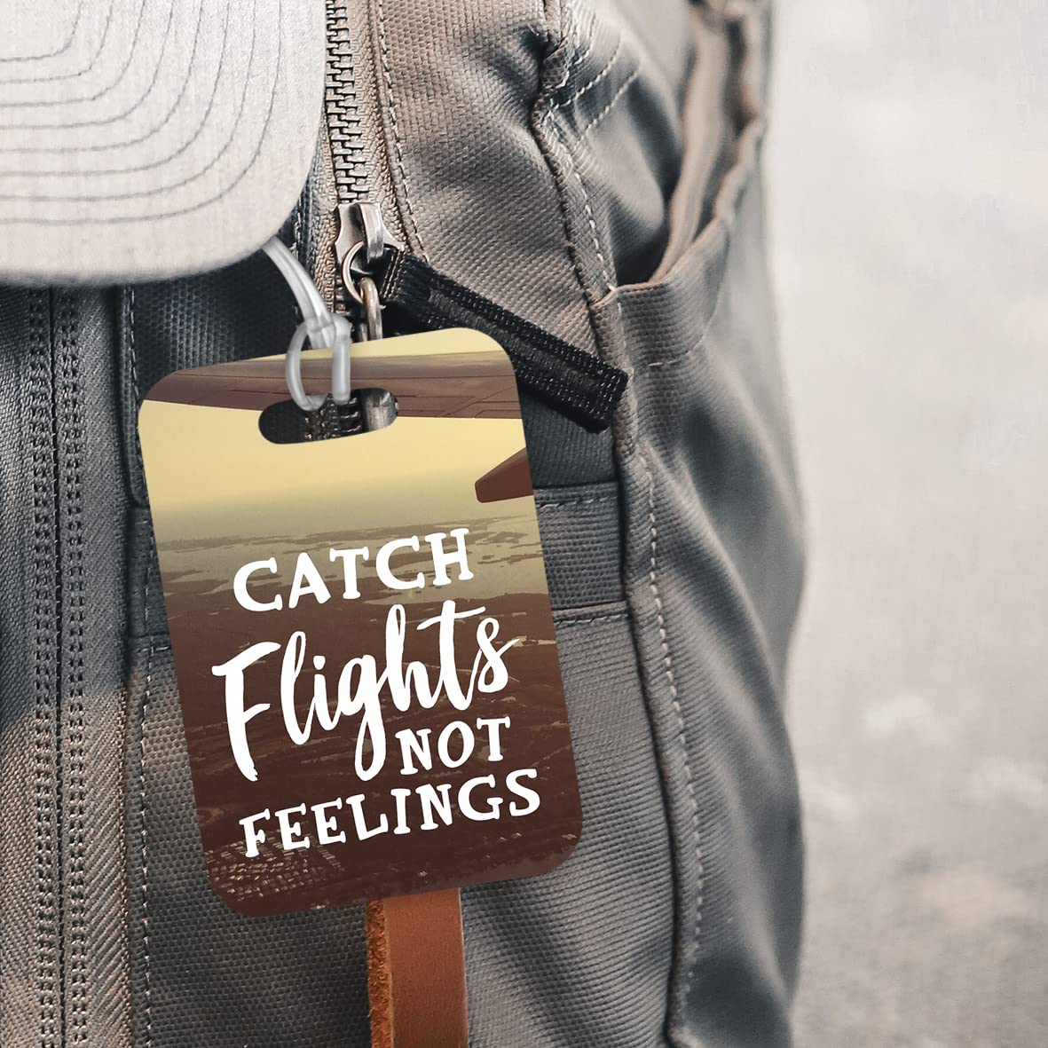 LT204 Catch Flights Not Feelings Novelty Funny Unique Designer Gift Glossy Plastic Suitcase Luggage Tag