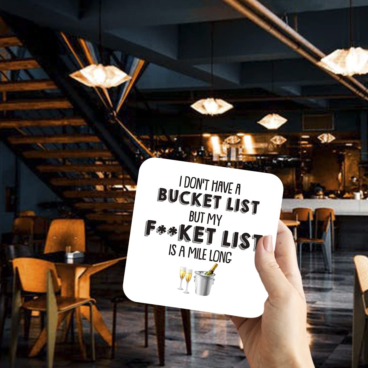 CS794 I Dont't Have a Bucket List but My f**ket List is a Mile Long Novelty Funny Coffee Tea Drink Gift Glossy MDF Wooden Coaster