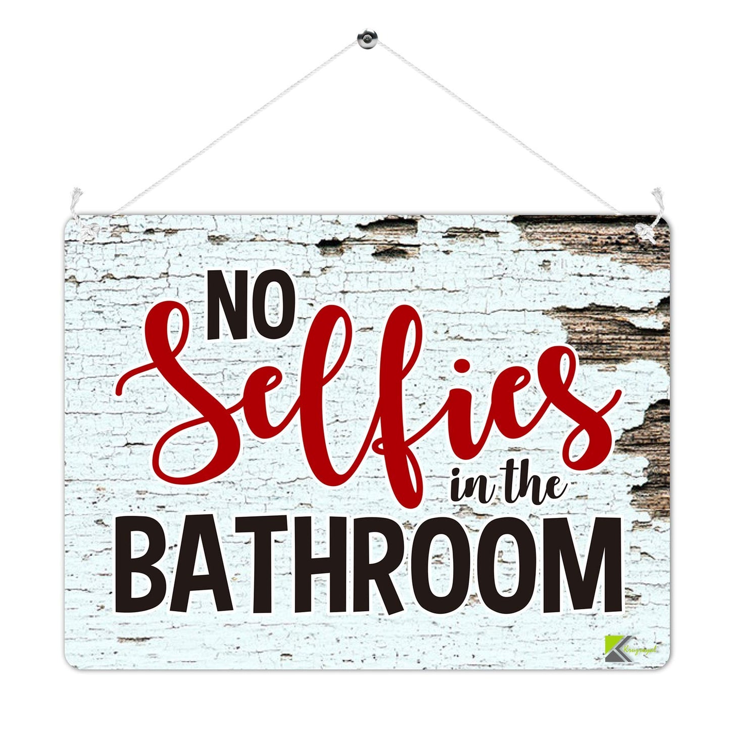 Kruzroyal MP429 No Selfies in the bathroom Funny Novelty Retro Vintage Metal Wall Sign Plaque 20cm x 15cm