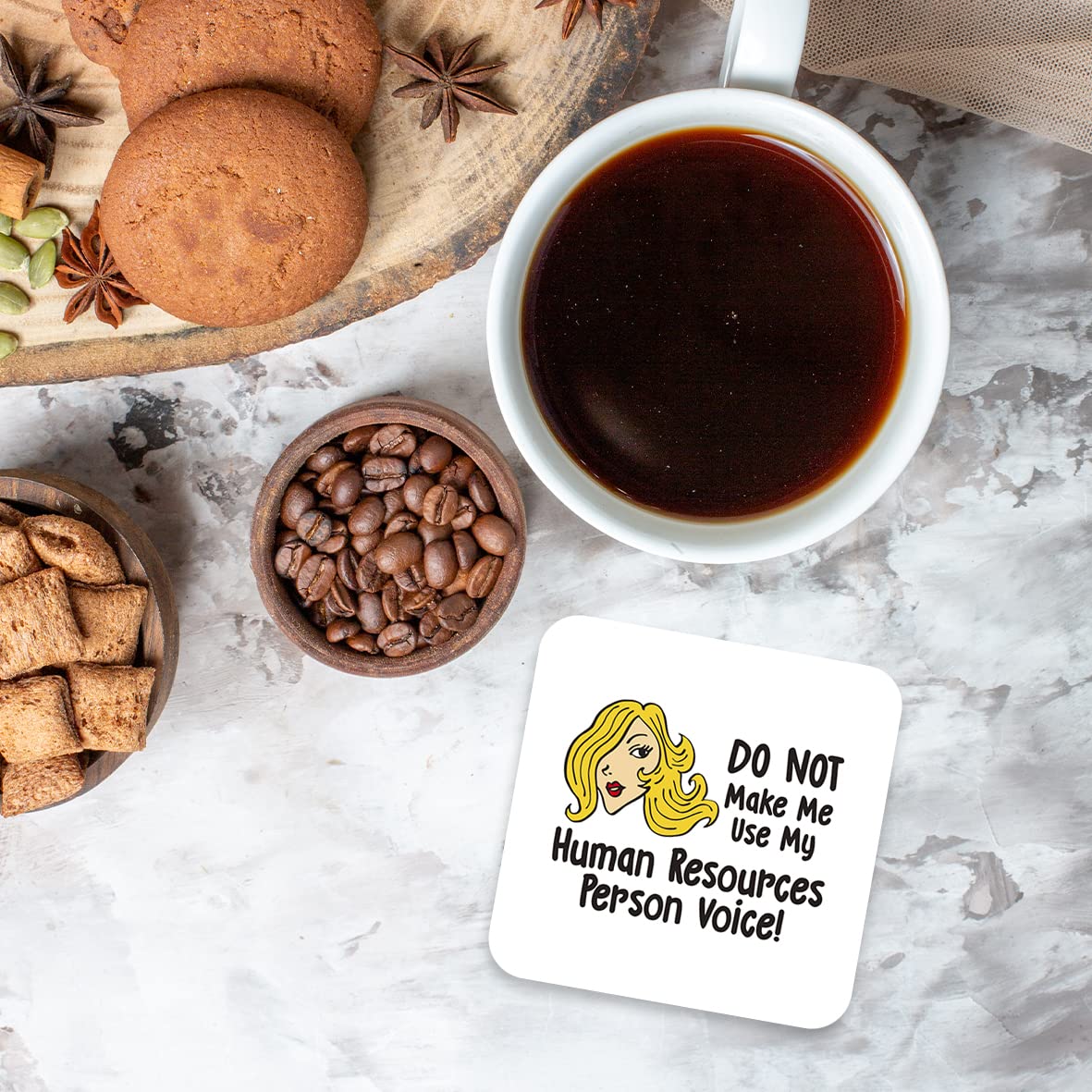 CS442 Do not make me use my human resources person voice! Novelty Funny Coffee Tea Drink Gift Glossy MDF Wooden Coaster