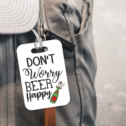 LT184 Don't Worry Beer Happy Novelty Funny Unique Designer Gift Glossy Plastic Suitcase Luggage Tag
