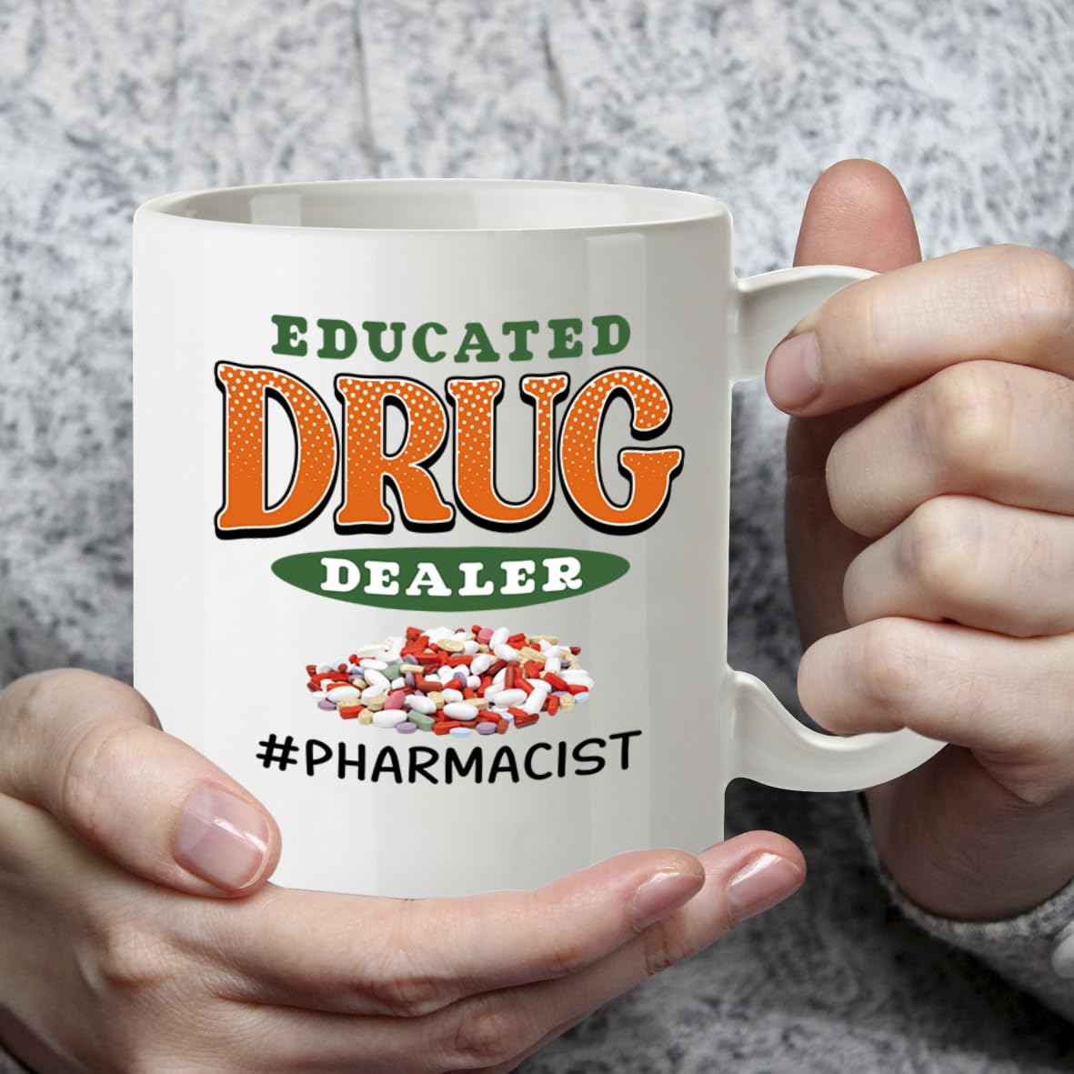 Kruzroyal Pharmacist Mug Funny Gift - 11oz/325ml Educated Drug Dealer Ceramic Coffee Cup for Pharmacy Tech, Student, PharmD - Graduation Present