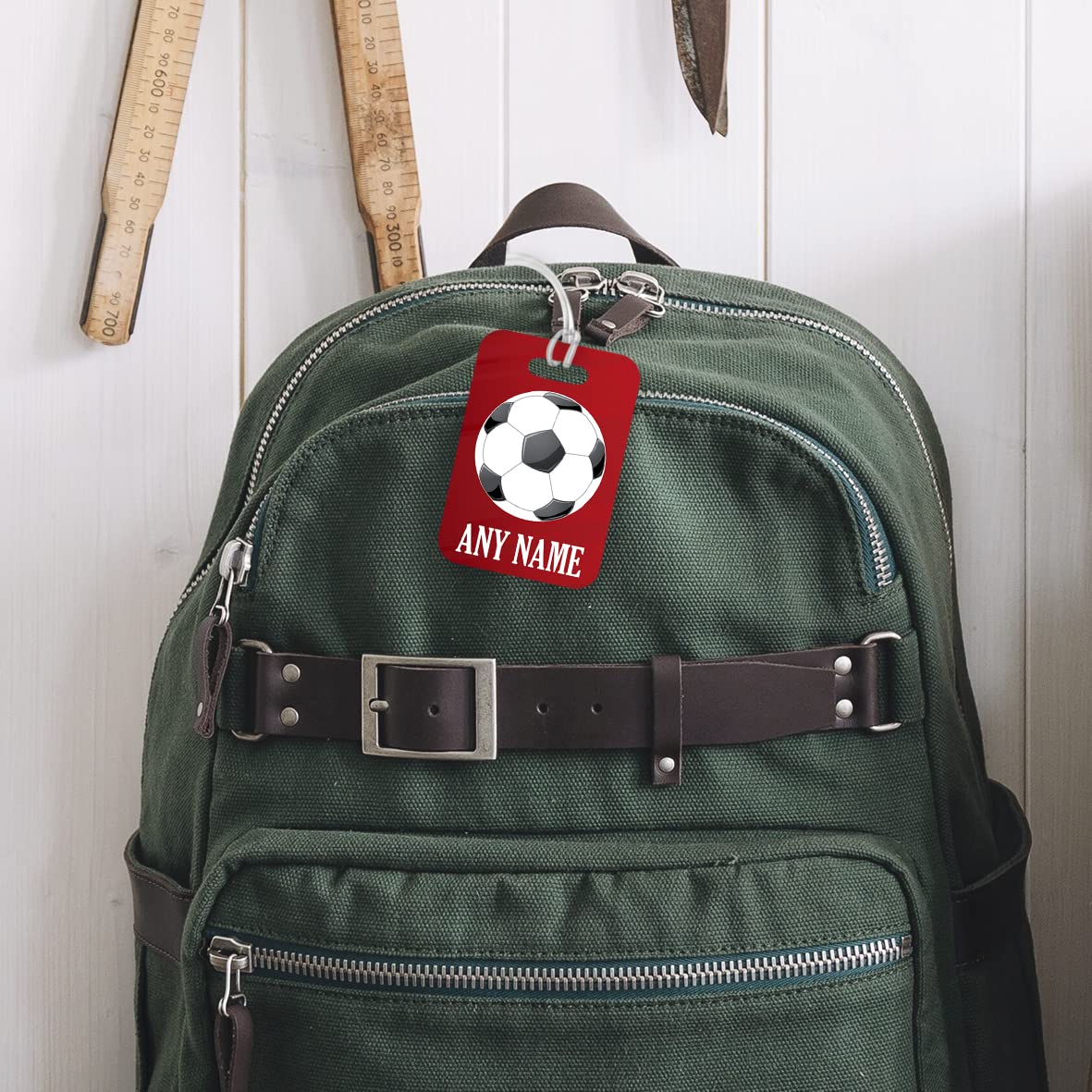 PLT239 Personalised Name : Football Lover Novelty Funny Unique Designer Gift Glossy Plastic Suitcase Luggage Tag