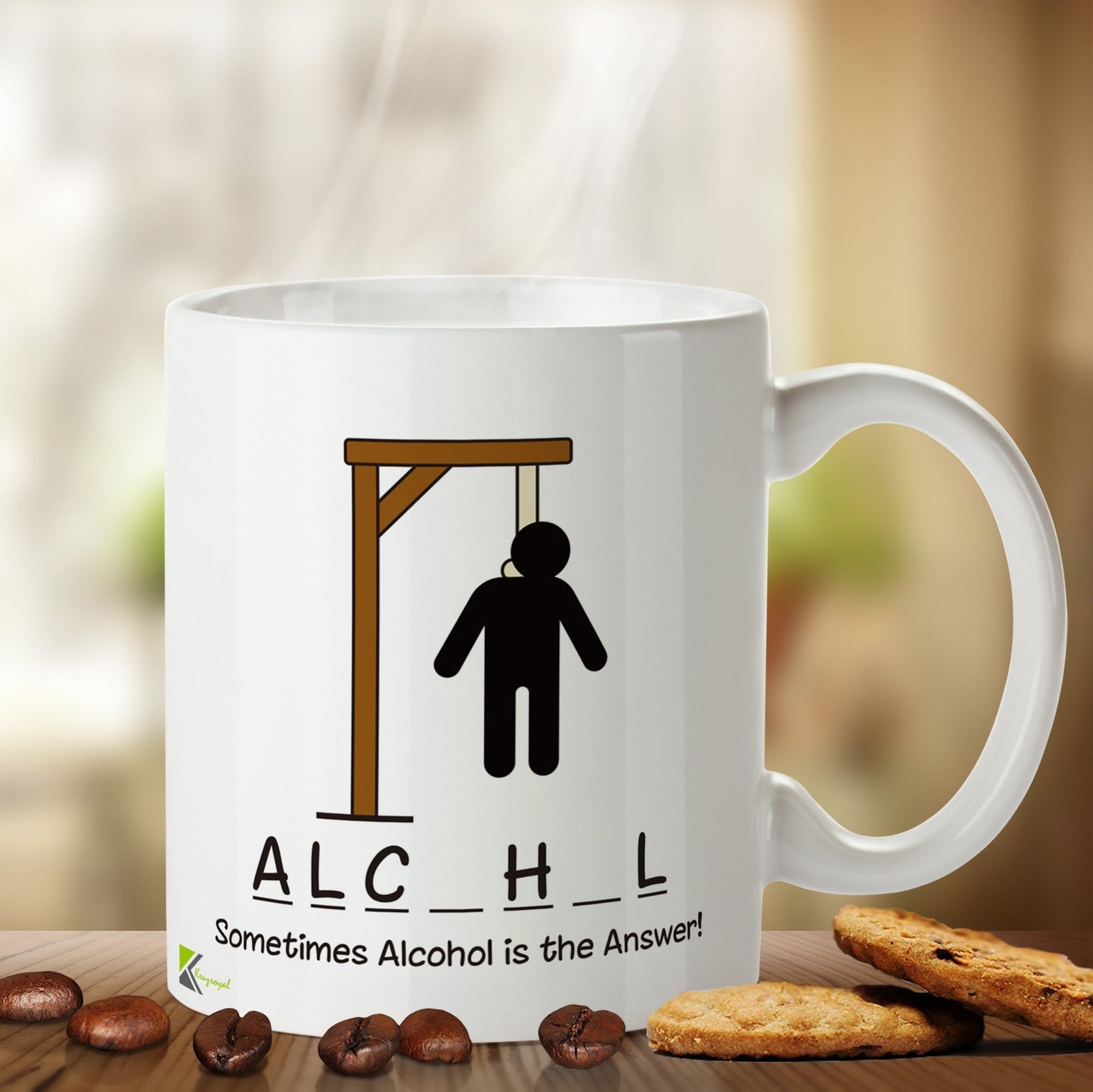 Kruzroyal DZ493 Sometimes Alcohol is The Answer! Funny Novelty Great Gift Idea Coffee Tea Mug