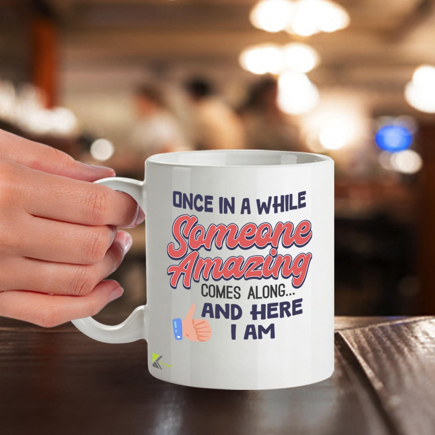 Kruzroyal DZ945 Once in A While Someone Amazing Comes Along and Here I Am 11oz White Ceramic Coffee Tea Mug - Funny Sarcastic Self-Confident Humor Gift for Men Women, Birthday Christmas