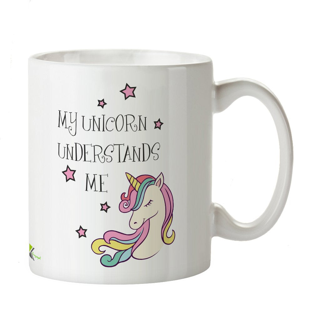 Kruzroyal Cute Unicorn Mug, My Unicorn Understands Me Design, Novelty Gift for Fantasy Fan, Friend or Daughter, White Ceramic Coffee Cup, 11 oz