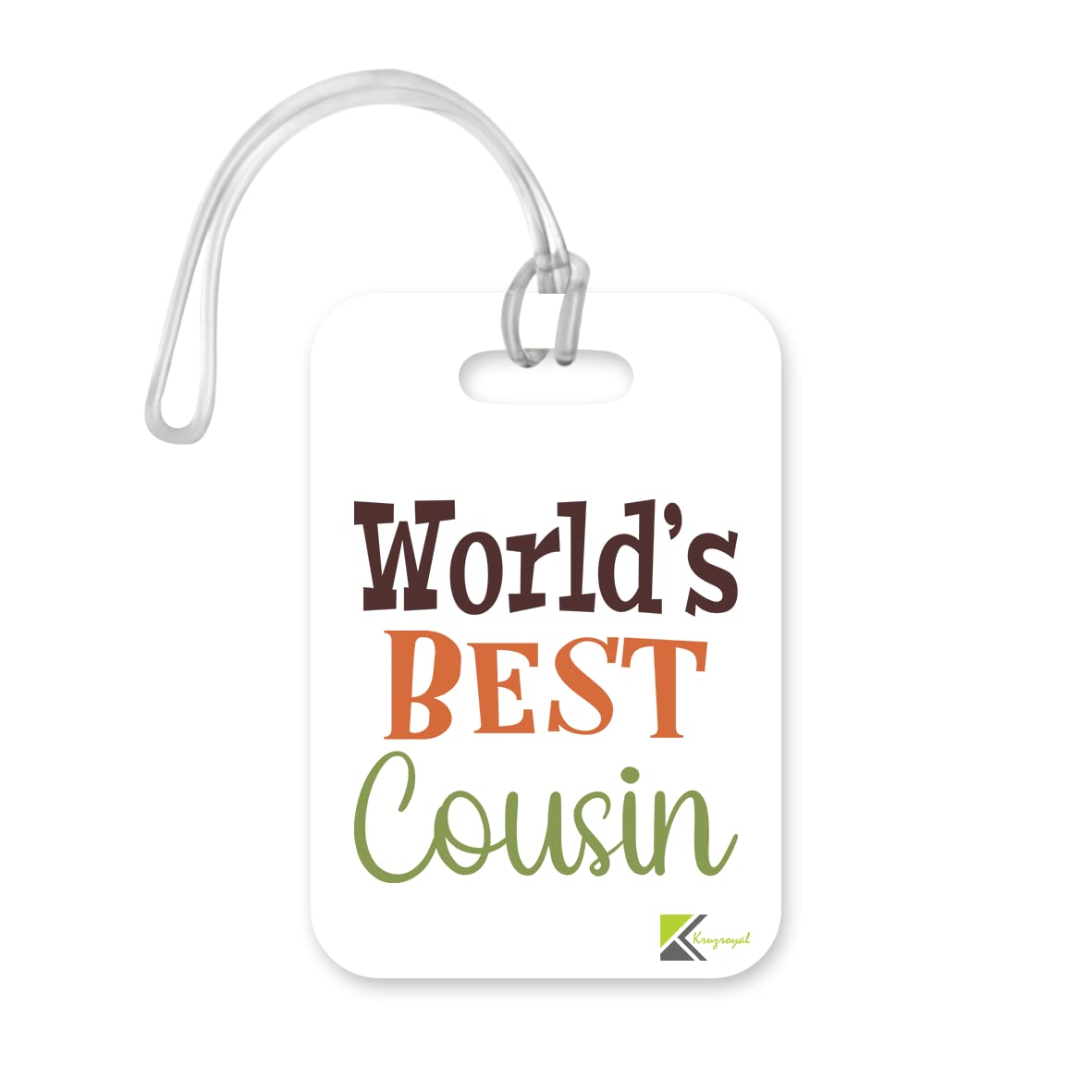 LT442 World's Best Cousin Novelty Funny Unique Designer Gift, Suitcase, Glossy Plastic Luggage Tag for Cousin