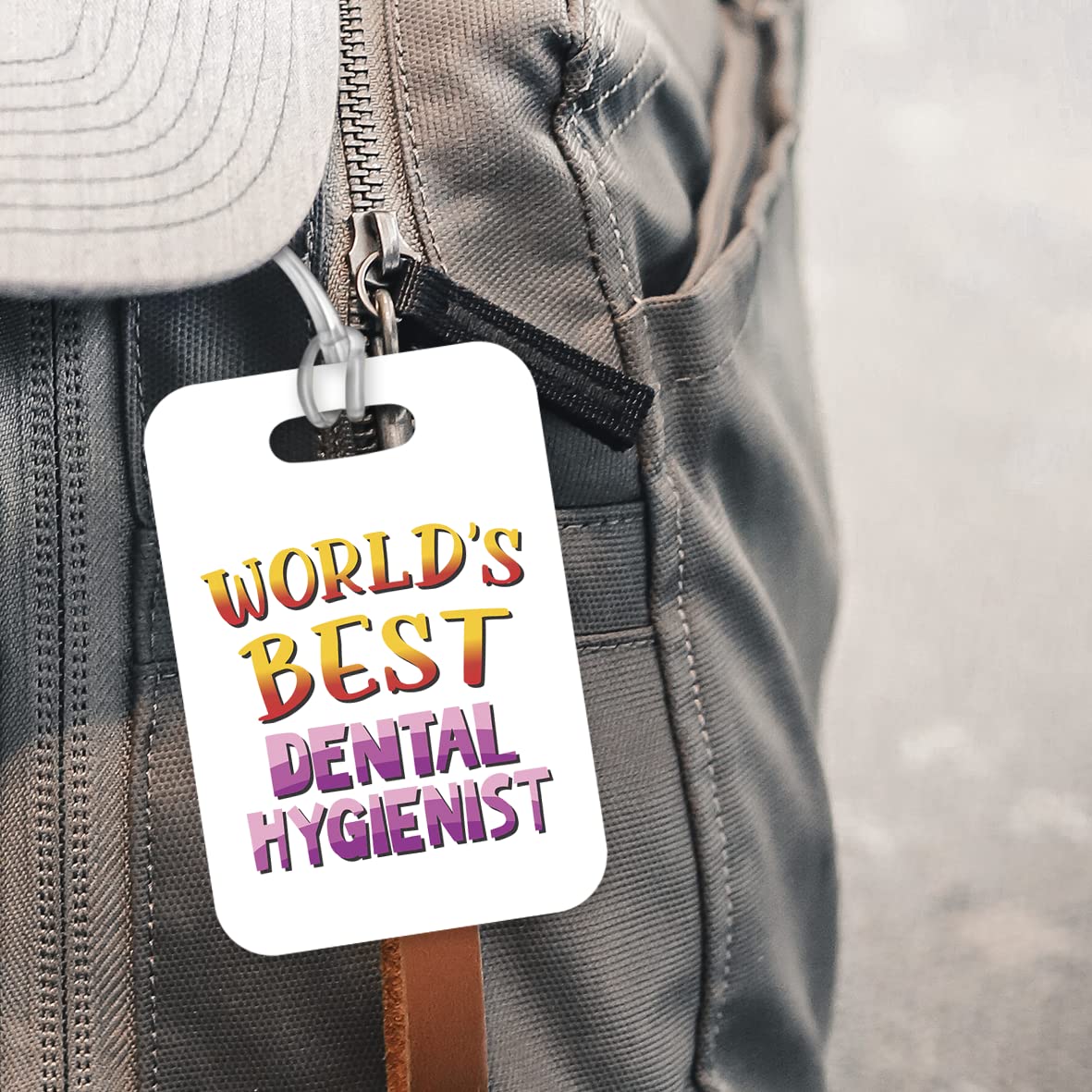 LT466 World's Best Dental Hygienist Novelty Funny Unique Designer Gift, Suitcase, Glossy Plastic Luggage Tag for Dental Hygienist