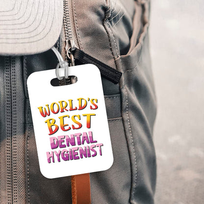 LT466 World's Best Dental Hygienist Novelty Funny Unique Designer Gift, Suitcase, Glossy Plastic Luggage Tag for Dental Hygienist