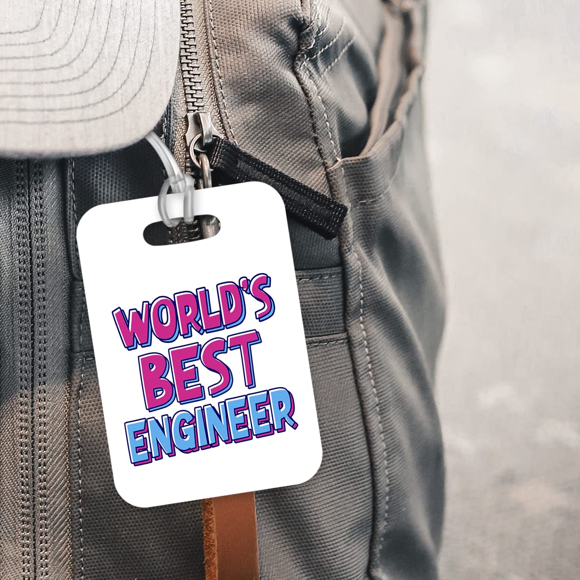 LT402 World's Best Engineer Novelty Funny Unique Designer Gift, Suitcase, Glossy Plastic Luggage Tag for Engineer