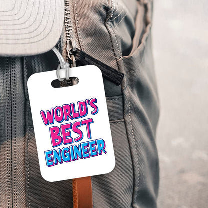 LT402 World's Best Engineer Novelty Funny Unique Designer Gift, Suitcase, Glossy Plastic Luggage Tag for Engineer