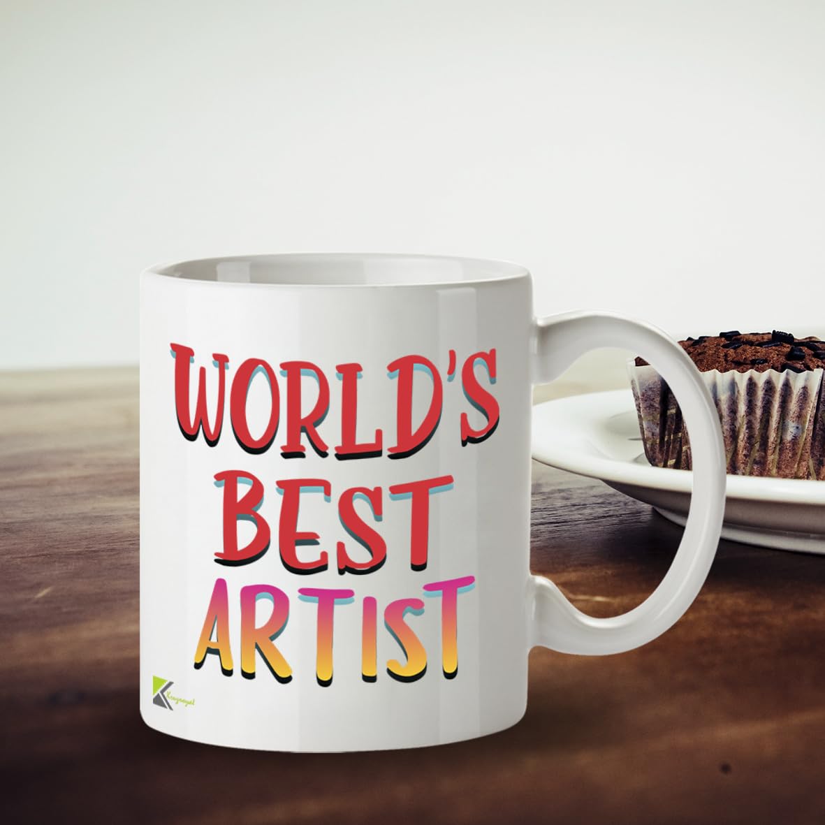 Kruzroyal DZ864 World's Best Artist Mug 11oz - White Ceramic Cup for Painter, Illustrator, Creator - Ideal Birthday, Thank You, Graduation Present