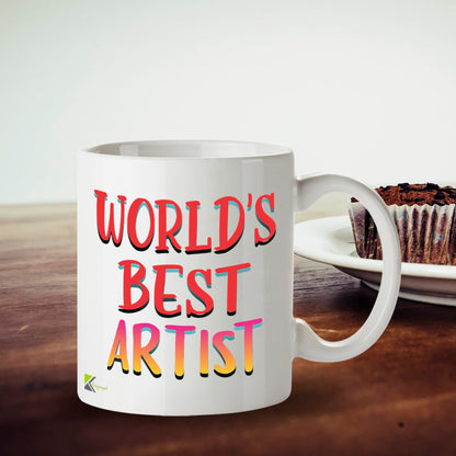 Kruzroyal DZ864 World's Best Artist Mug 11oz - White Ceramic Cup for Painter, Illustrator, Creator - Ideal Birthday, Thank You, Graduation Present