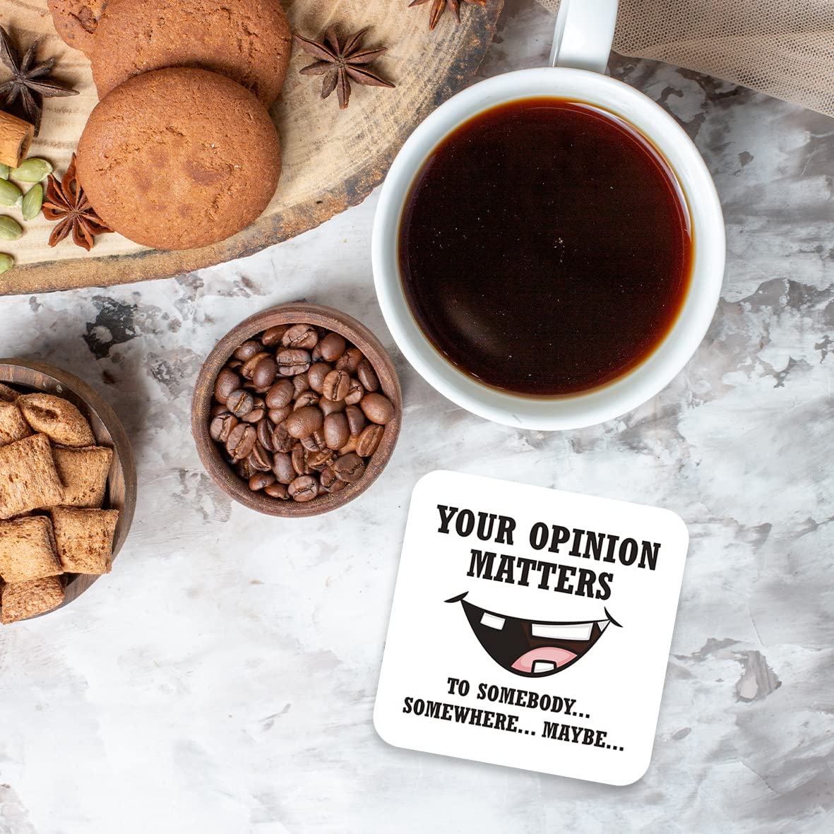 CS551 Your Opinion Matters ... to Somebody...Somewhere...Maybe Novelty Funny Coffee Tea Drink Gift Glossy MDF Wooden Coaster