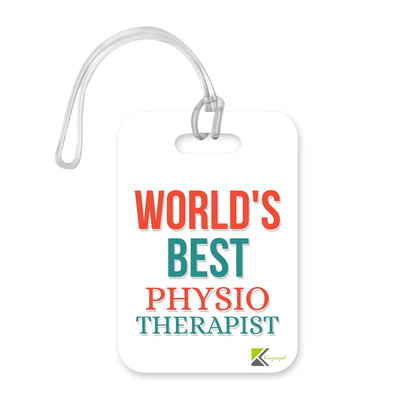 LT471 World's Best Physiotherapist Novelty Funny Unique Designer Gift, Suitcase, Glossy Plastic Luggage Tag for Physiotherapist