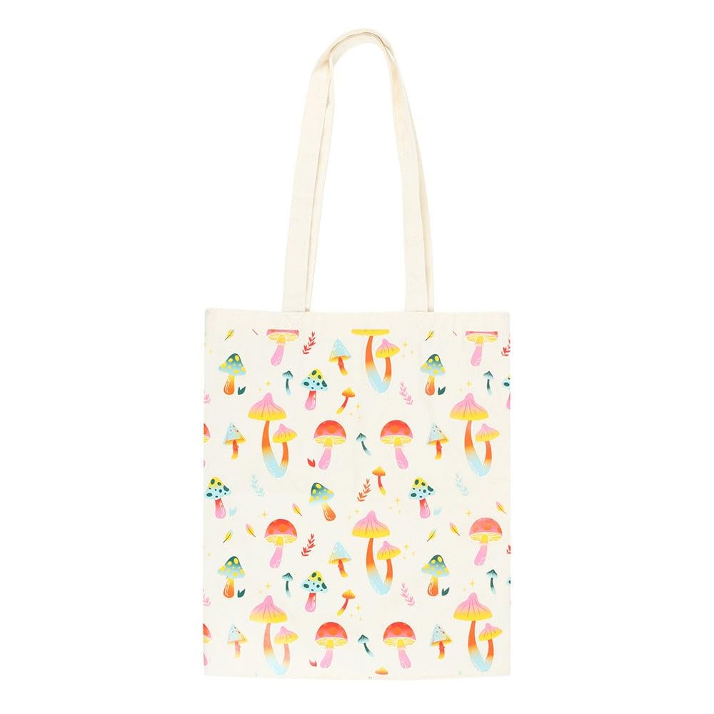 Something Different Funky Fungi Mushroom Polycotton Tote Bag (One Size) (White/Pink/Yellow)