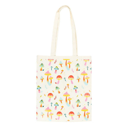 Something Different Funky Fungi Mushroom Polycotton Tote Bag (One Size) (White/Pink/Yellow)