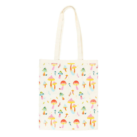 Something Different Funky Fungi Mushroom Polycotton Tote Bag (One Size) (White/Pink/Yellow)