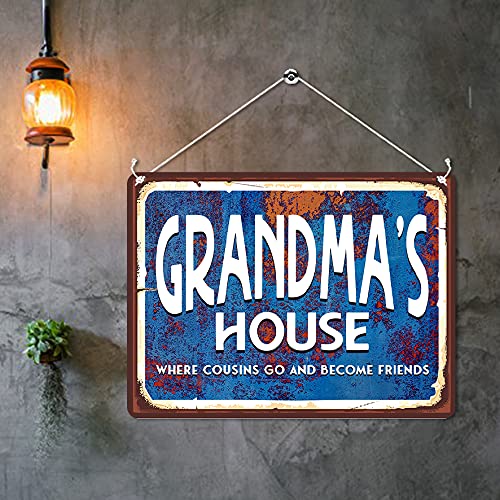 Kruzroyal Grandma's House Where Cousins Go to Become Friends Funny Novelty Retro Vintage Metal Wall Sign Plaque 20cm x 15cm