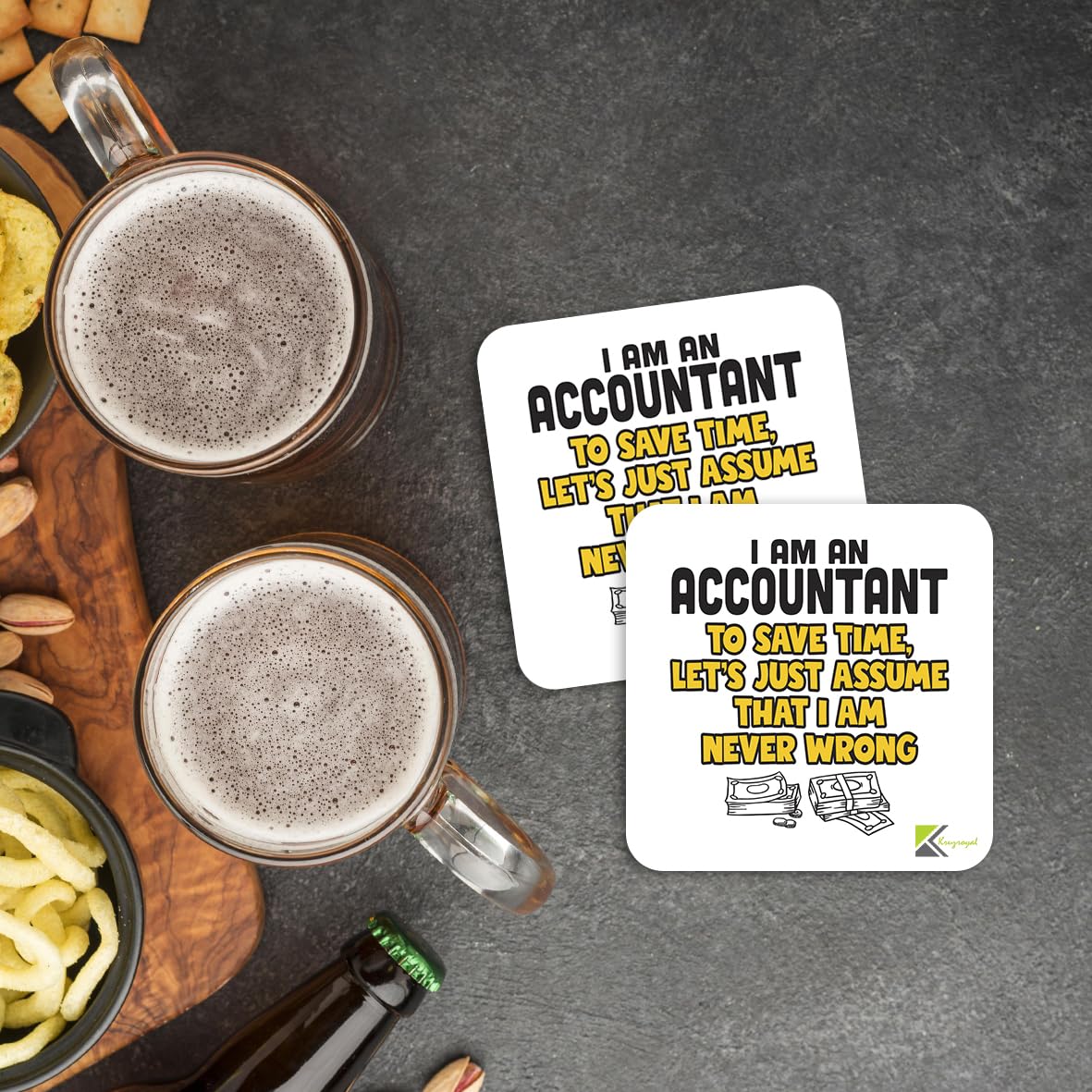 CS307 I am an Accountant to Save time, Let's just Assume That i am Never Wrong Novelty Funny Coffee Tea Drink Gift Glossy MDF Wooden Coaster