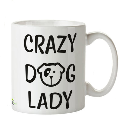 Kruzroyal Crazy Dog Lady Mug, Minimalist Dog Face Design, Funny Novelty Gift for Mum, Sister or Friend, White Ceramic Coffee Cup, 11 oz Novelty Great Gift Idea Coffee Tea Mug